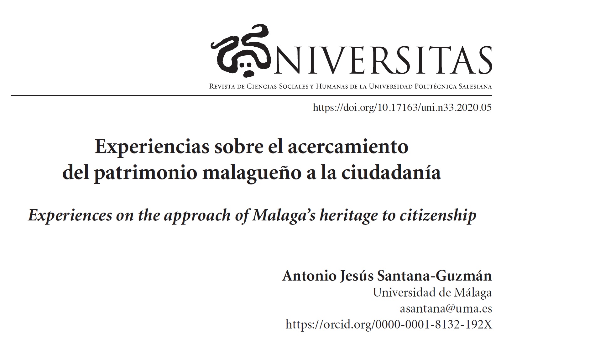Antonio Santana - Experiencias sobre el acercamiento del patrimonio malagueño a la ciudadanía